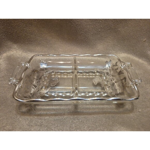 Viking Glass Princess Poppy Sterling Overlay 2 Part Divided Dish Silver City - Picture 2 of 13